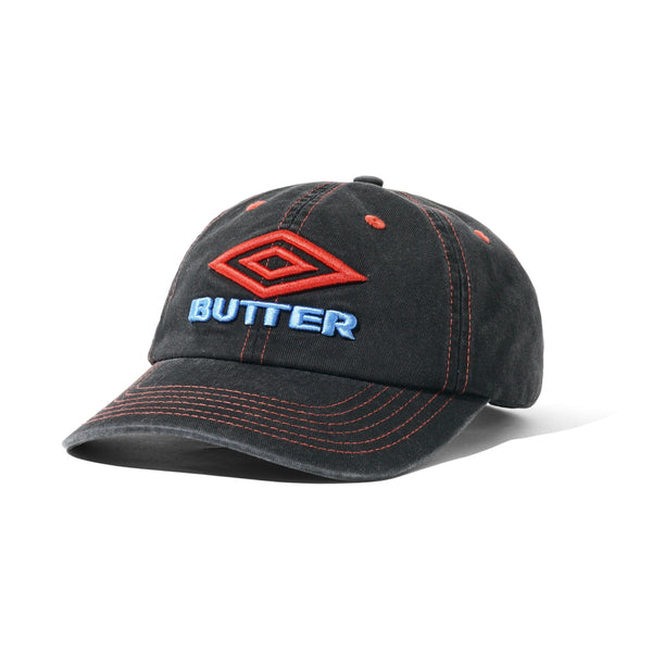 Butter X Umbro Diamond Logo 6 Panel Cap - Washed Black