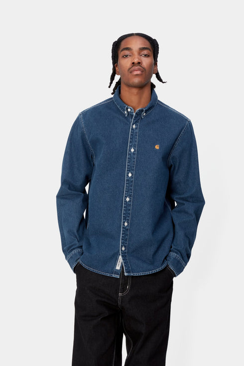 Carhartt WIP L/S Weldon Shirt - Blue Stone Washed - I031928_01_06