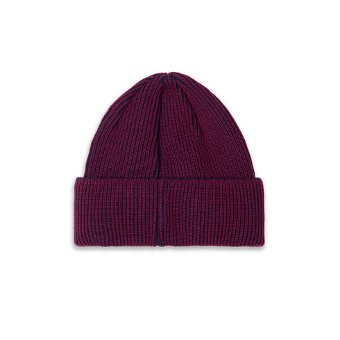 Polar Lines Merino Beanie - Wine / Navy