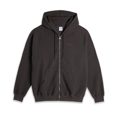 Polar Waffle Zip Hoodie - Dirty Black