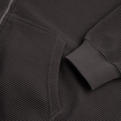 Polar Waffle Zip Hoodie - Dirty Black