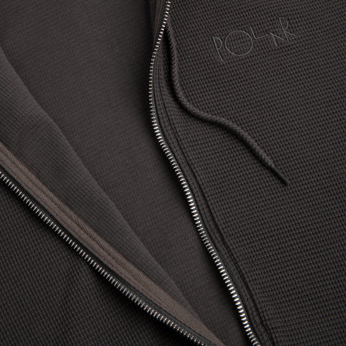 Polar Waffle Zip Hoodie - Dirty Black