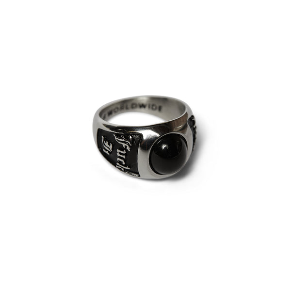 Huf Onyx Signet Bague - Silver