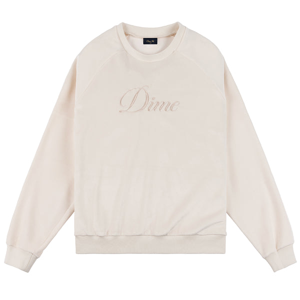 Dime Cursive Velvet Crewneck Sweatshirt - Ivory