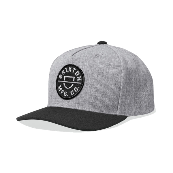 Brixton Crest C Mp Snapback Cap - Heather Grey / Black - Streetart.fr