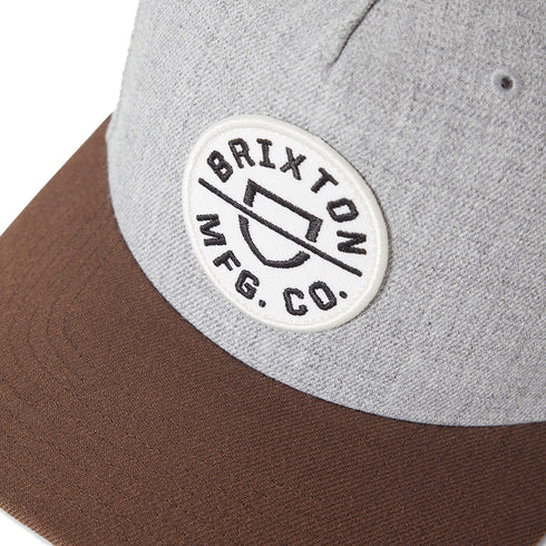 Brixton Crest C Mp Snapback Cap - Heather Grey / Pinecone - Streetart.fr