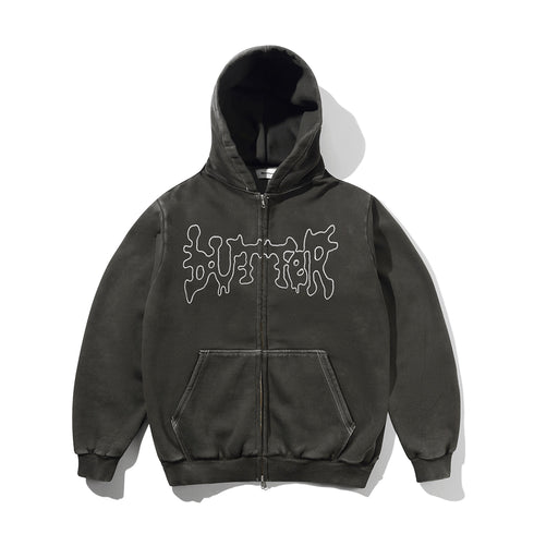 Butter Blotch Zip - Thru Hood Sweat A Capuche Zip - Washed Black - Streetart.fr
