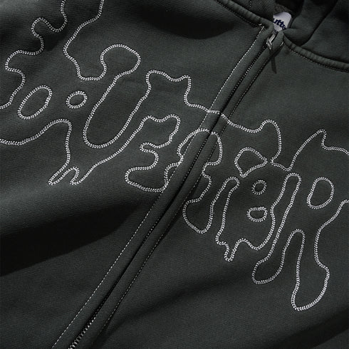 Butter Blotch Zip - Thru Hood Sweat A Capuche Zip - Washed Black - Streetart.fr