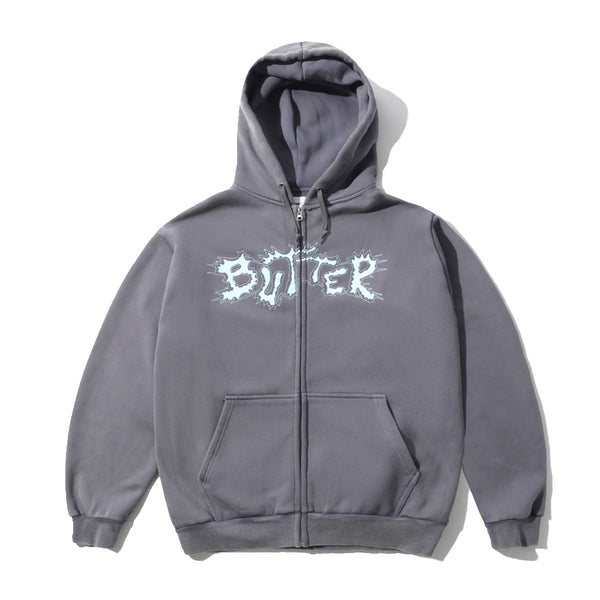 Butter Eruption Zip - Thru Hood Sweat A Capuche Zip - Denim - Streetart.fr