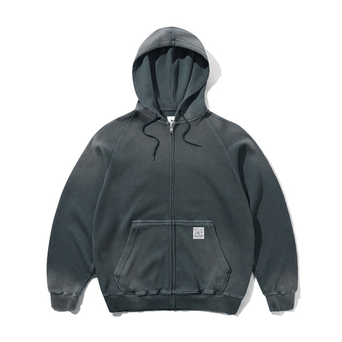 Butter Faded Waffle Zip-Thru Hood - Washed Sage - Streetart.fr