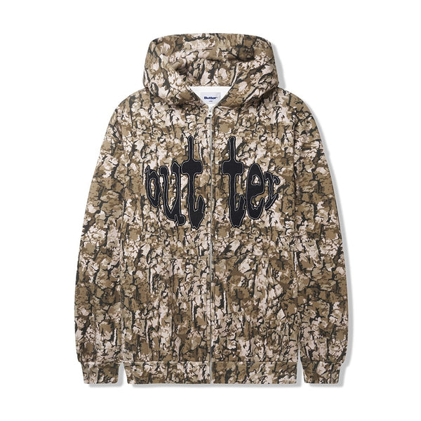 Butter Frenzy Zip - Thru Hood Sweat A Capuche Zip - Tan Camo - Streetart.fr