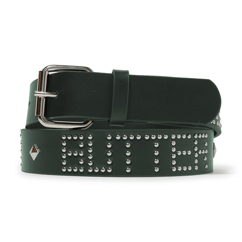 Butter Leather Studded Belt Ceinture - Green - Streetart.fr