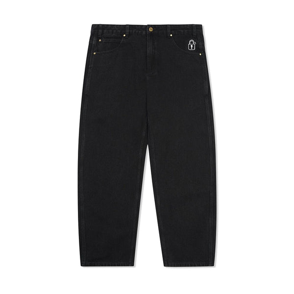 Butter Lock Baggy Denim Jeans Pantalon - Flat Black - Streetart.fr