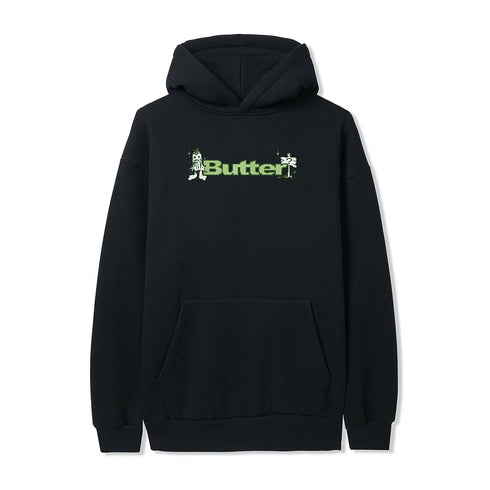 Butter Quest Logo Denim Applique Pullover Hood Sweat A Capuche - Black - Streetart.fr