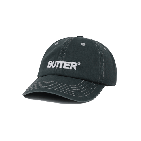 Butter Rounded Logo 6 Panel Cap - Washed Black - Streetart.fr