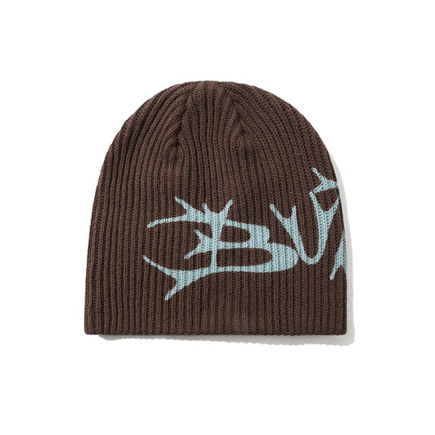 Butter Scrawling Skully Beanie Bonnet - Brown - Streetart.fr