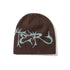 Butter Scrawling Skully Beanie Bonnet - Brown - Streetart.fr