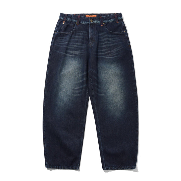 Butter Serif Baggy Denim Jeans - Worn Dark Indigo - Streetart.fr