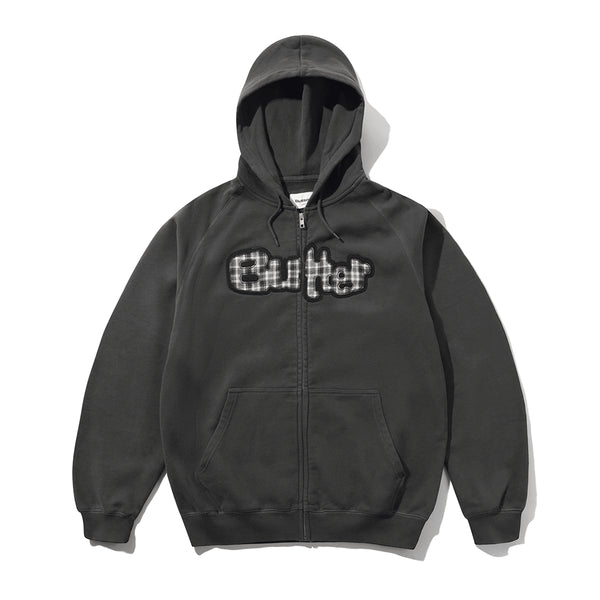 Butter Strech Zip-Thru Hood - Washed Black - Streetart.fr