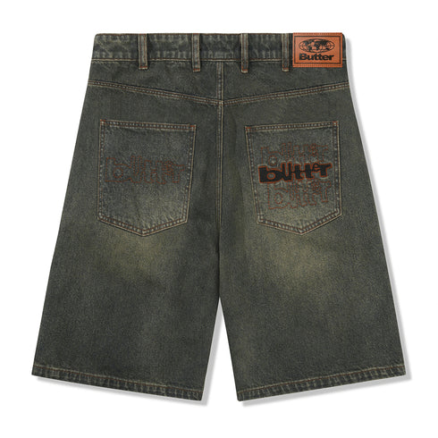 Butter Warped Denim Shorts - Diry Wash Indigo - Streetart.fr