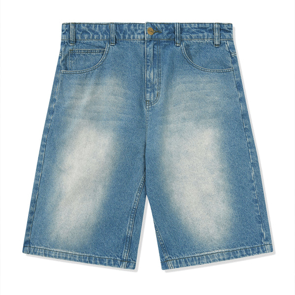 Butter Warped Denim Shorts - Washed Mid Blue - Streetart.fr