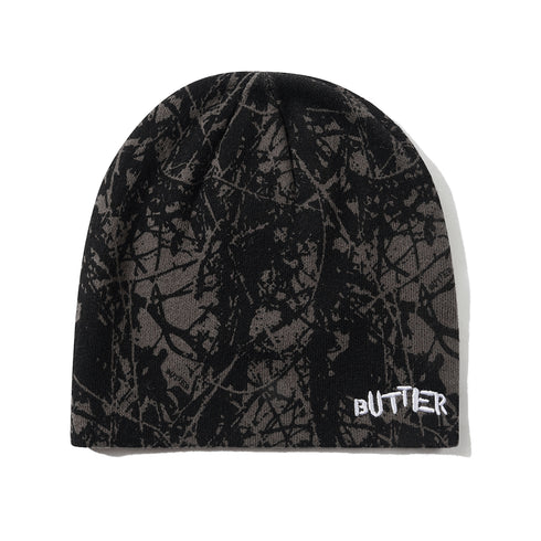 Butter Wood Camo Skully Beanie Bonnet - Black - Streetart.fr