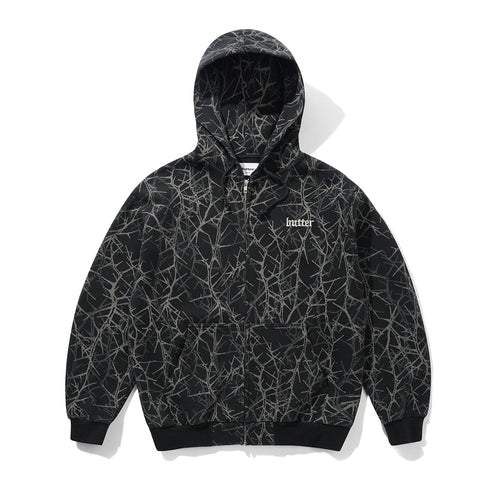 Butter Thorn Camo Waffle Zip-Thru Hood - Black