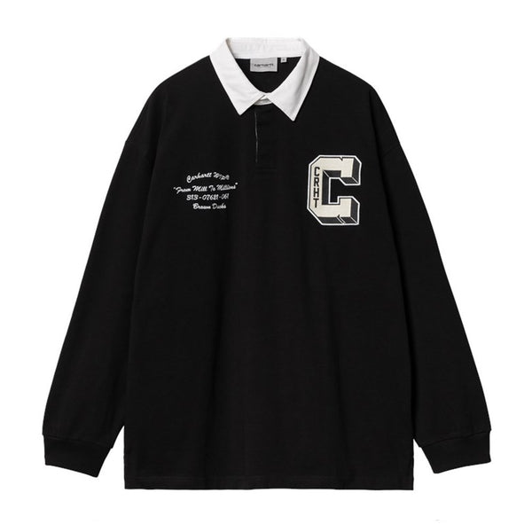 Carhartt L/S Brown Duck Rugby Shirt Polo Manches Longues - Black / White - Streetart.fr