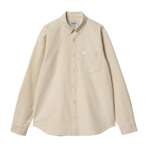 Carhartt L/S C Logo Shirt Chemise - Cornsilk / White - Streetart.fr