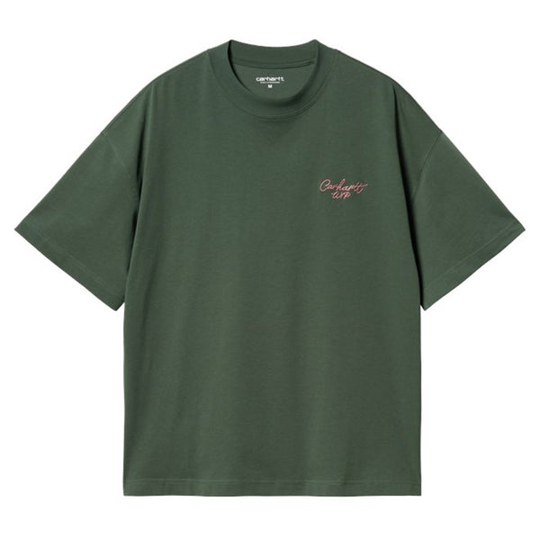 Carhartt S/S Signature Script T-Shirt Sycamore Tree / Dusty Rose - Streetart.fr