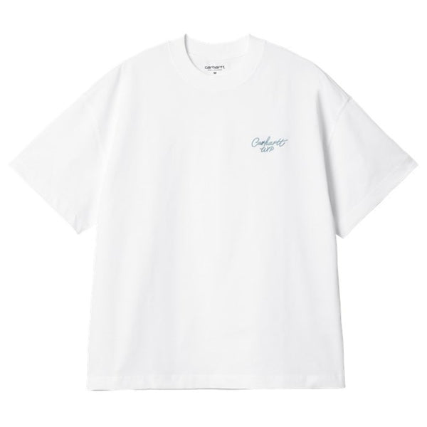 Carhartt S/S Signature Script T-Shirt - White / Dusy Ice - Streetart.fr