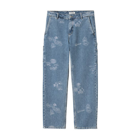 Carhartt W' Stamp Pant Stamp Print - Blue Bleached - Streetart.fr