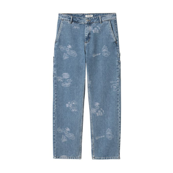 Carhartt W' Stamp Pant Stamp Print - Blue Bleached - Streetart.fr