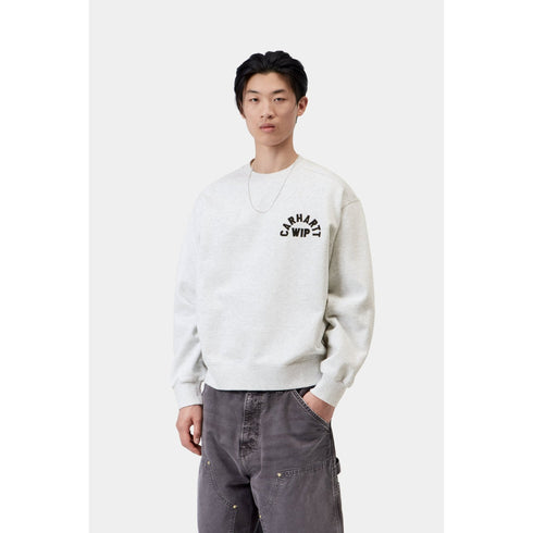 Carhartt WIP Arch Script Sweat - Ash Heather / Dark Navy Stone Washed - Streetart.fr