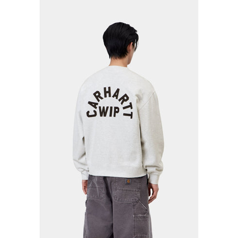 Carhartt WIP Arch Script Sweat - Ash Heather / Dark Navy Stone Washed - Streetart.fr