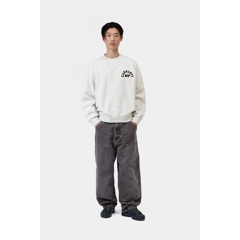 Carhartt WIP Arch Script Sweat - Ash Heather / Dark Navy Stone Washed - Streetart.fr