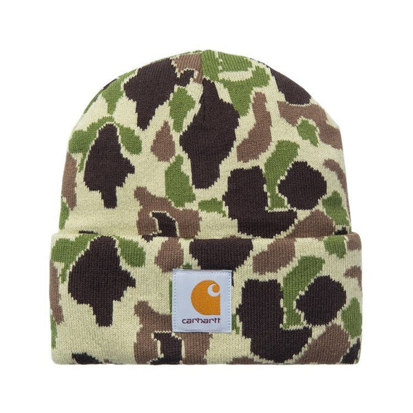 Carhartt Wip Camo Duck Beanie Bonnet - Jacquard Green - Streetart.fr