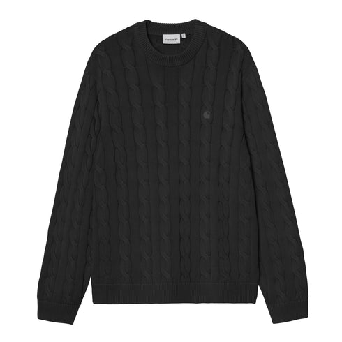 Carhartt WIP Carter Sweat - Black Garment Dyed - Streetart.fr