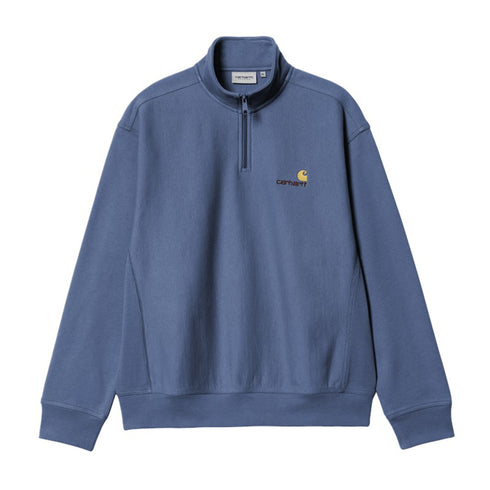 Carhartt Wip Half Zip American Script Sweat - Blue Iris - Streetart.fr