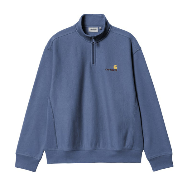 Carhartt Wip Half Zip American Script Sweat - Blue Iris - Streetart.fr