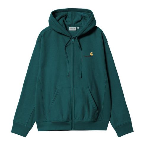 Carhartt WIP Hooded American Script Jacket Sweat - Malachite - Streetart.fr