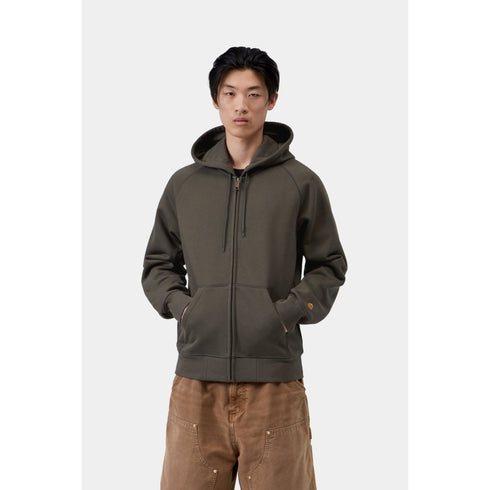 Carhartt WIP Hooded Chase Jacket - Shungite / Gold - Streetart.fr