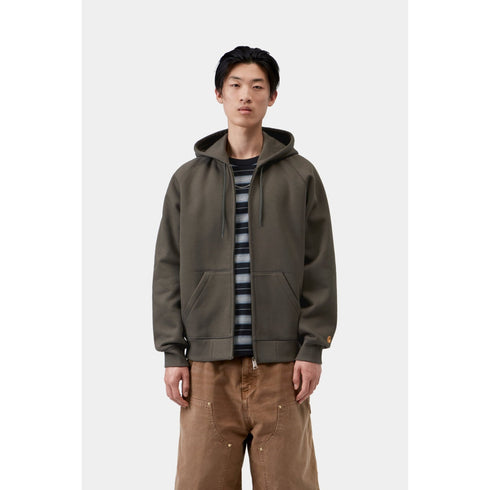Carhartt WIP Hooded Chase Jacket - Shungite / Gold - Streetart.fr