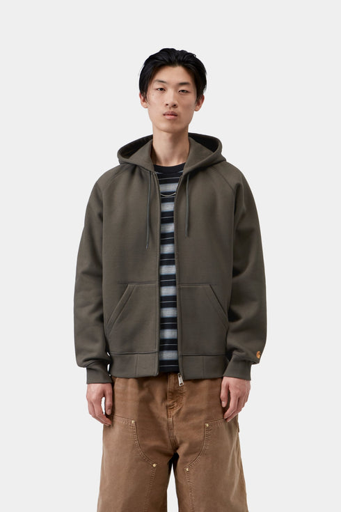 Carhartt Wip Hooded Chase Jacket - Shungite / Gold - I033664_3X9_XX