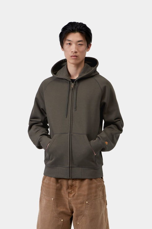 Carhartt Wip Hooded Chase Jacket - Shungite / Gold - I033664_3X9_XX