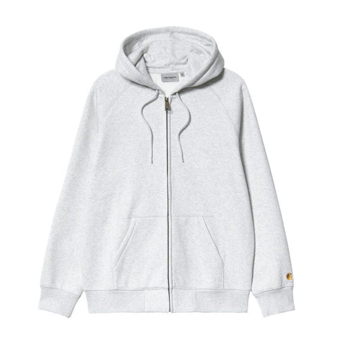 Carhartt Wip Hooded Chase Jacket Sweat Zip - Ash Heather / Gold - Streetart.fr