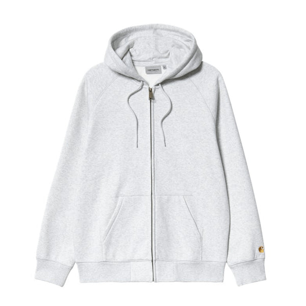 Carhartt Wip Hooded Chase Jacket Sweat Zip - Ash Heather / Gold - Streetart.fr