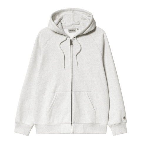 Carhartt WIP Hooded Chase Jacket Sweat Zip - Ash Heather / Gold - Streetart.fr