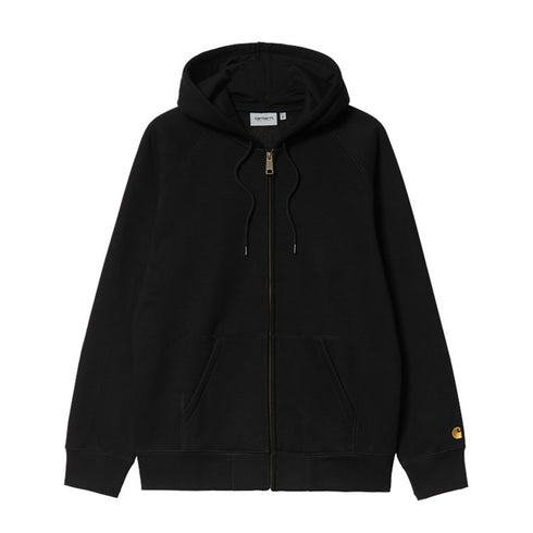 Carhartt Wip Hooded Chase Jacket Sweat Zip - Black/ Gold - Streetart.fr