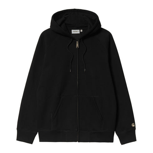 Carhartt WIP Hooded Chase Jacket Sweat Zip - Black / Gold - Streetart.fr